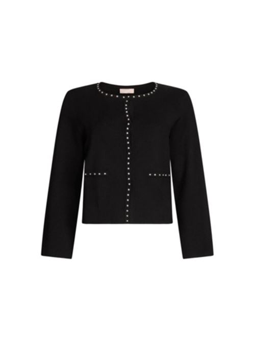 giacca donna maglia manica lunga borchiette misto viscosa nera LIU JO | WA5384-MS99E22222